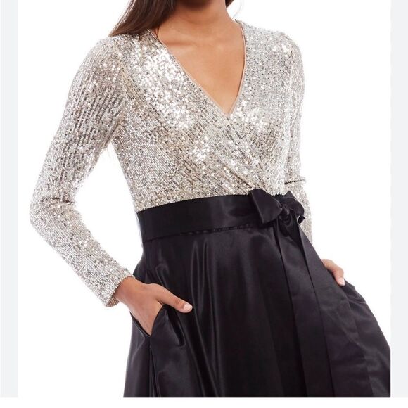 Xscape 3352X Long Sleeve Sequin Top Ballgown Skirt size 8 - Picture 8 of 10